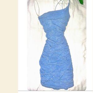 B. Darlin Blue Sparkle Rutched Bodycon Dress